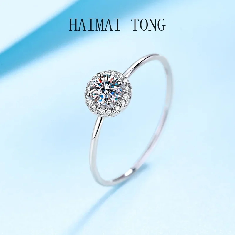 

Designer Jewelry Thin Ring 18K White Gold 0.3Carat VVS1 D Color Moissanite Diamond Mounted Luxury Female Wedding Rings for Women