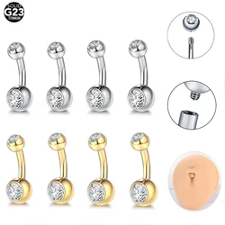 10Pcs/lot G23 Titanium Belly Button Ring Navel Nombril Piercing CZ Crystal Belly Piercing Sexy Women Jewelry 6-12 Length