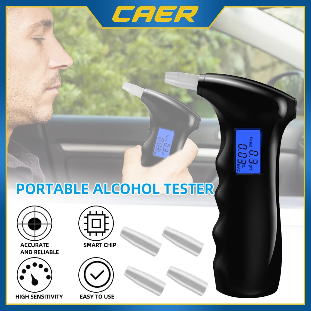 Blue backlit portable handheld car and home dual-purpose semiconductor alcohol test