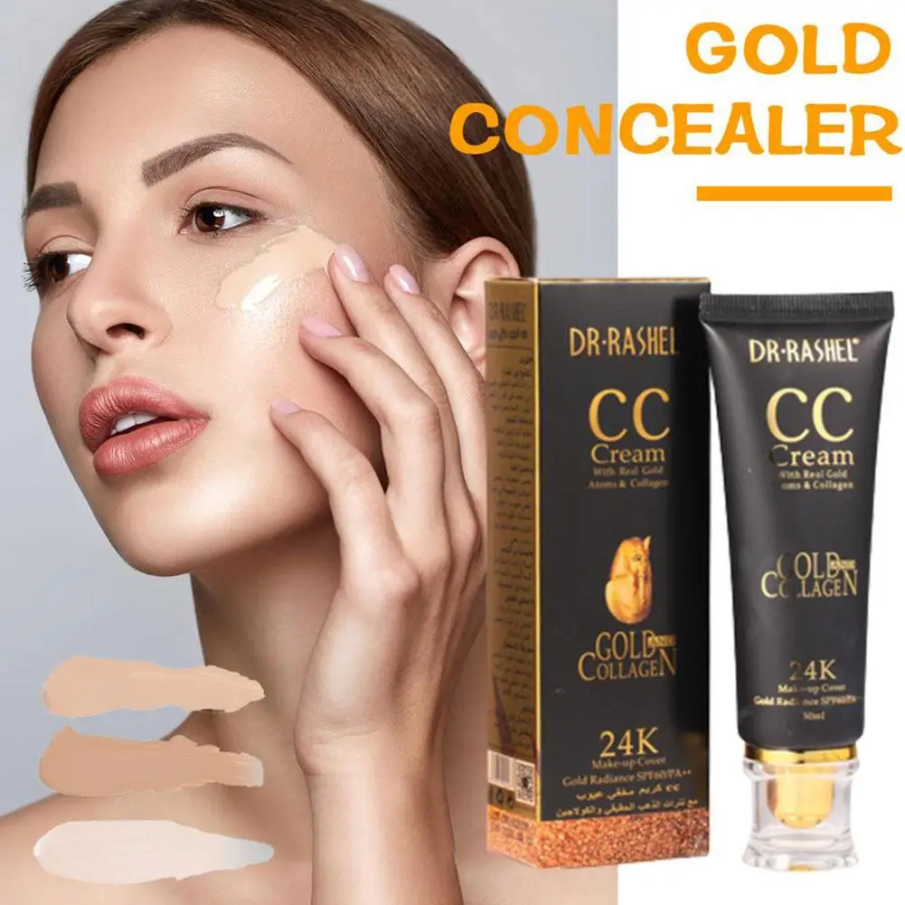 كريم ذهبي 24 قيراط من الكولاجين سي سي ، كريم غطاء سائل طبيعي ، تفتيح ، سبف كامل ، با + قاعدة تألق ، Bb 60 Ma O8e4