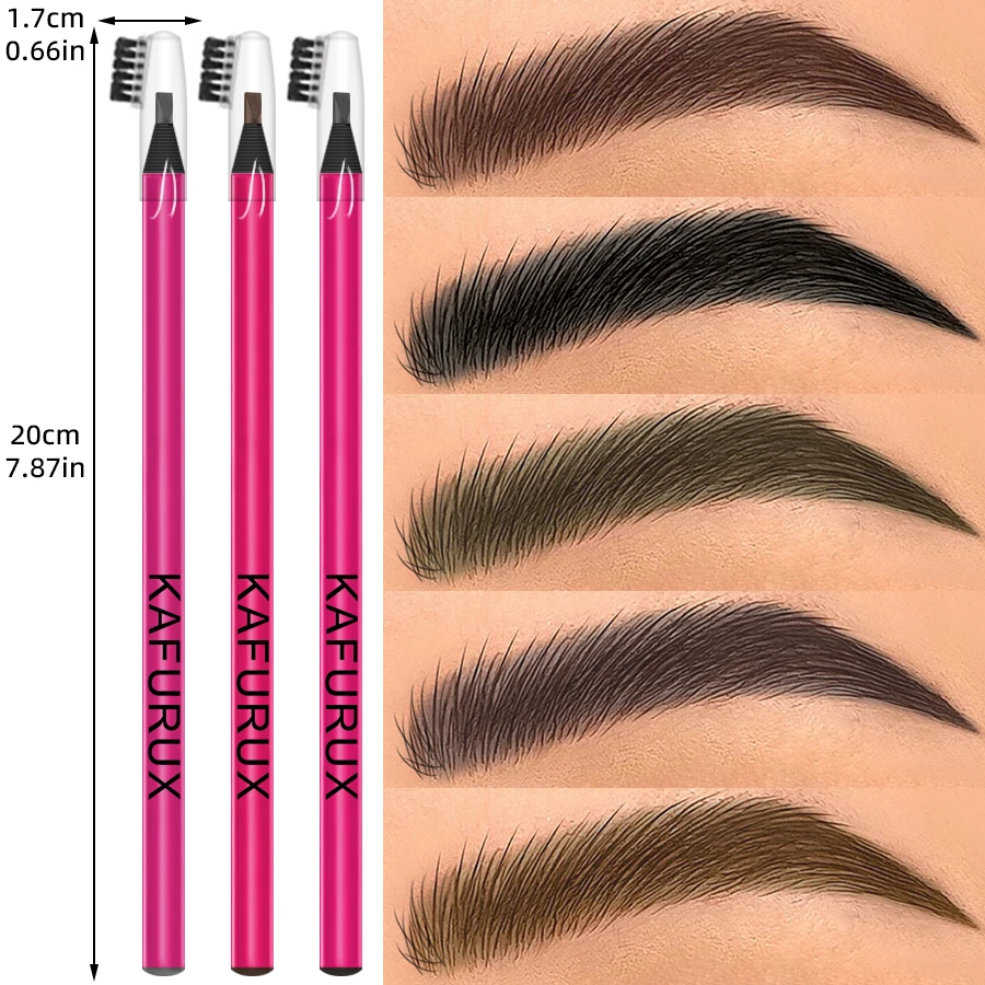 Matita per sopracciglia nera con linea a strappo a 8 colori, resa marrone ultrafine, resistente al sudore e ai sbavature con pennello per il trucco degli occhi