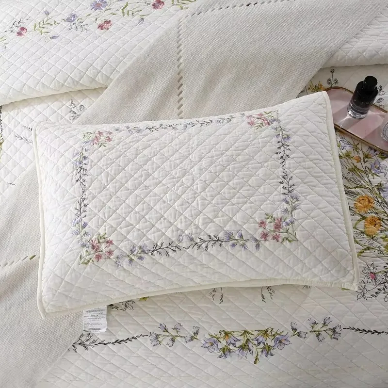 CHAUSUB Cotton Quilt Set 3PC Bedspread on the Bed Embroidered Coverlet Oversize Super King Size Comforter Blanket for Bed