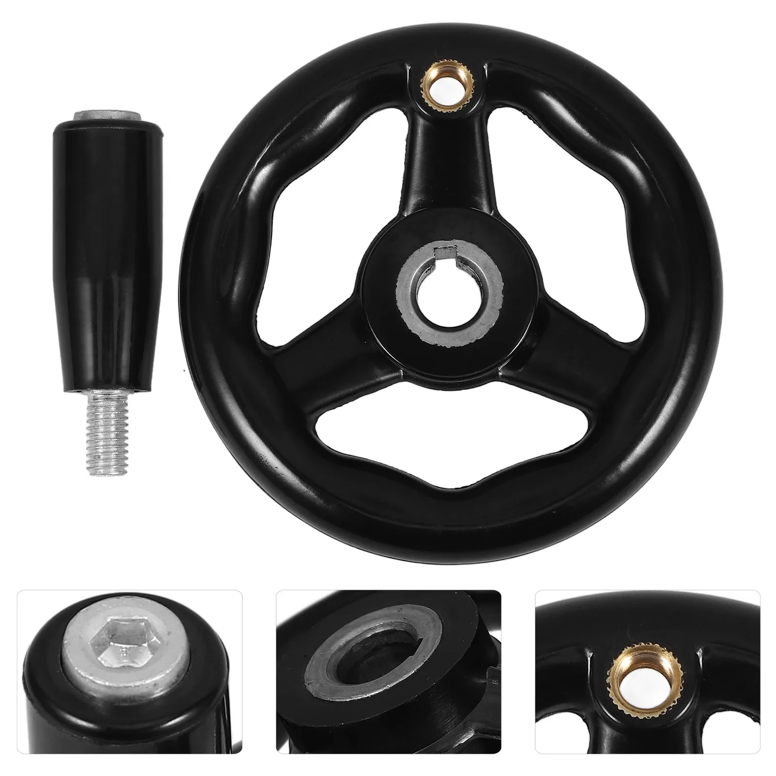 Rotary Handle Wheel Round Bakelite Black 12x100 Three Spoke Disassemble Milling Machine Lathe Accessory Hand Crank Manual