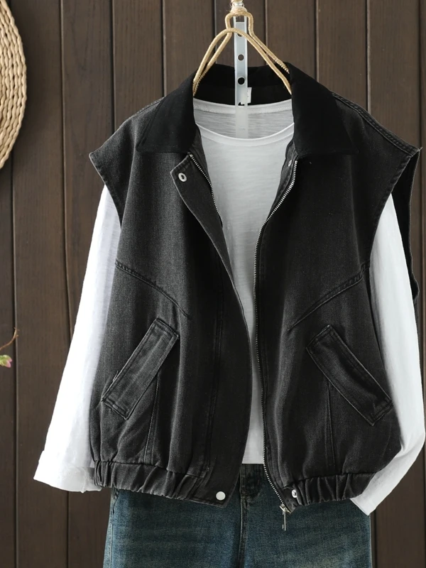 

Street Sle Повседневная свободная джинсовая жилетка Jaet Многофункциональная многослойная верхняя одежда на осень-зиму Женская мода