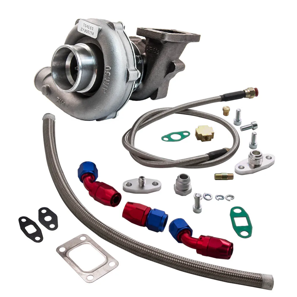 T3T4 T04E Turbo A/R. 63 & Oil Line Kit Fit For Nissan Patrol Safari Y60 Y61 TD42