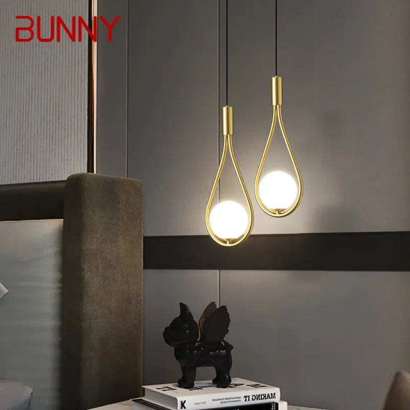 

Современный латунный подвесной светильник BUNNY, светодиодная золотая медная люстра, простая креативная декоративная лампа для дома, гостиной, спальни