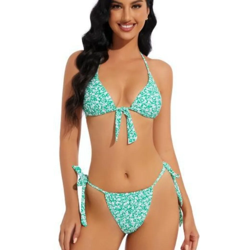 

Bikini Women's Fashionable Printed Sexy Tight Fitting Ladies' Small Fresh Swimming Water Sports Three-point Swimsuit