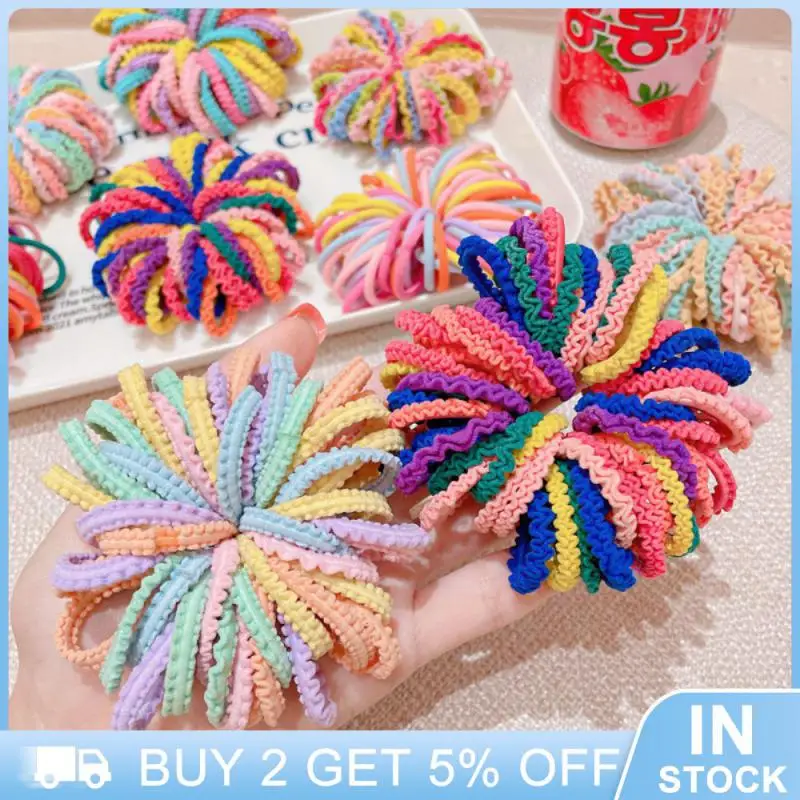 50/100pcs Hair Ties Girls Candy Color Elastic Hair Band Baby Cute Trendy Comfortable Headwear Hair Ties Kid Hair Accessories