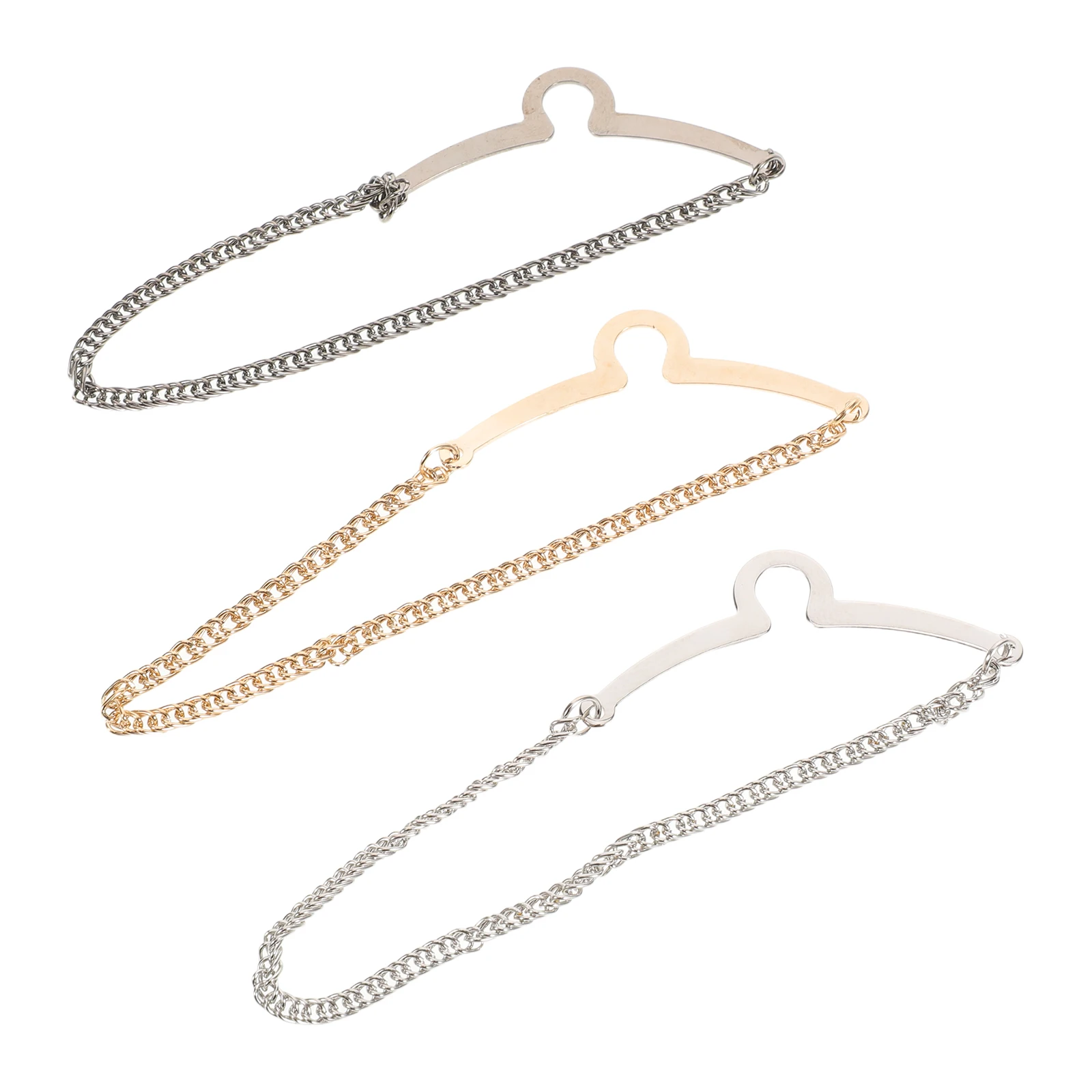 

3pcs Tie Business Accessories Copper Collar Clips Formal Wear U Shape Design Scratch Resistant Chain Link Tie Clips for Men