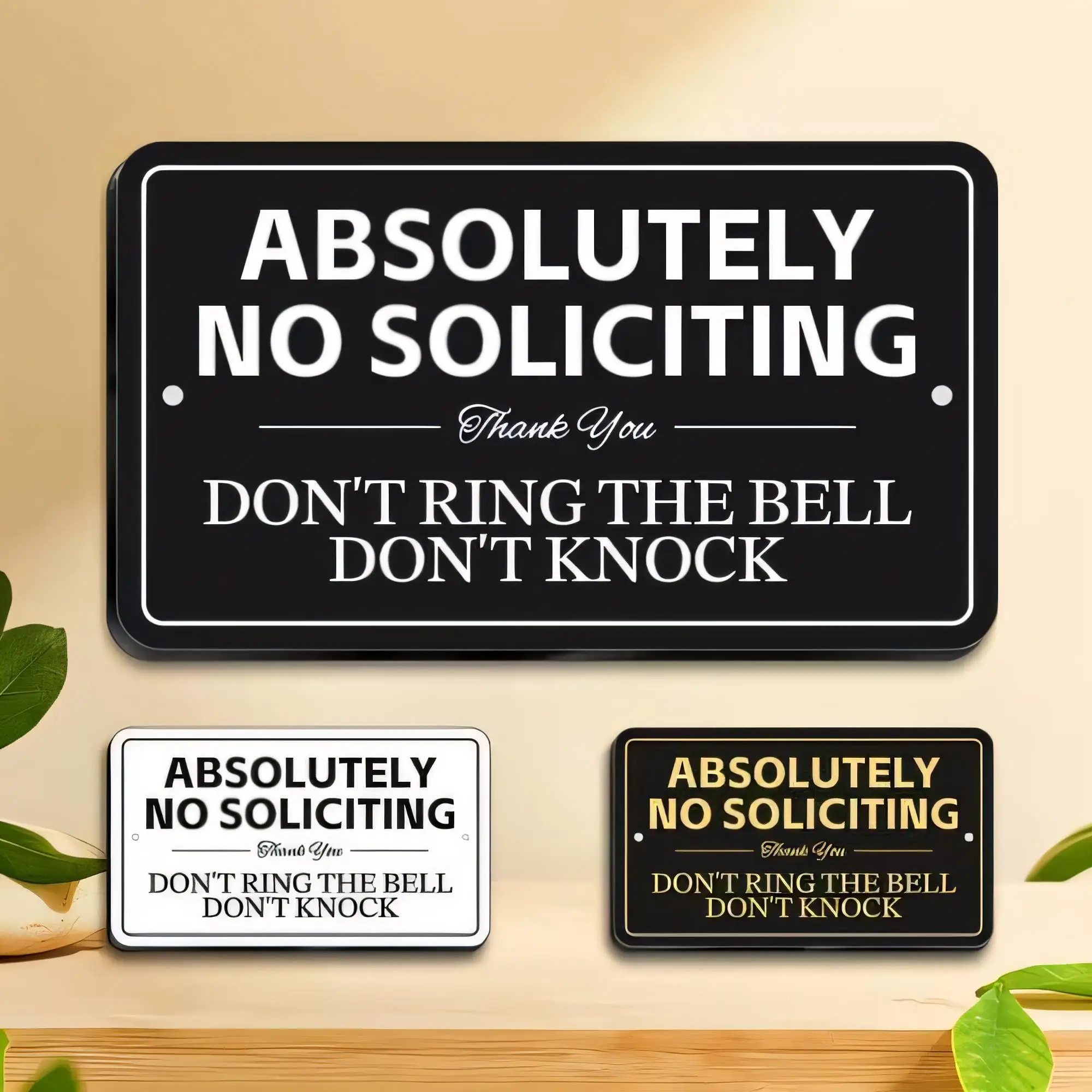 Tin Sign “Absolutely No Soliciting” Don’t Ring The Bell Don’t Knock Vintage Metal Wall Plaque   for Door Garage Shop Home Decor