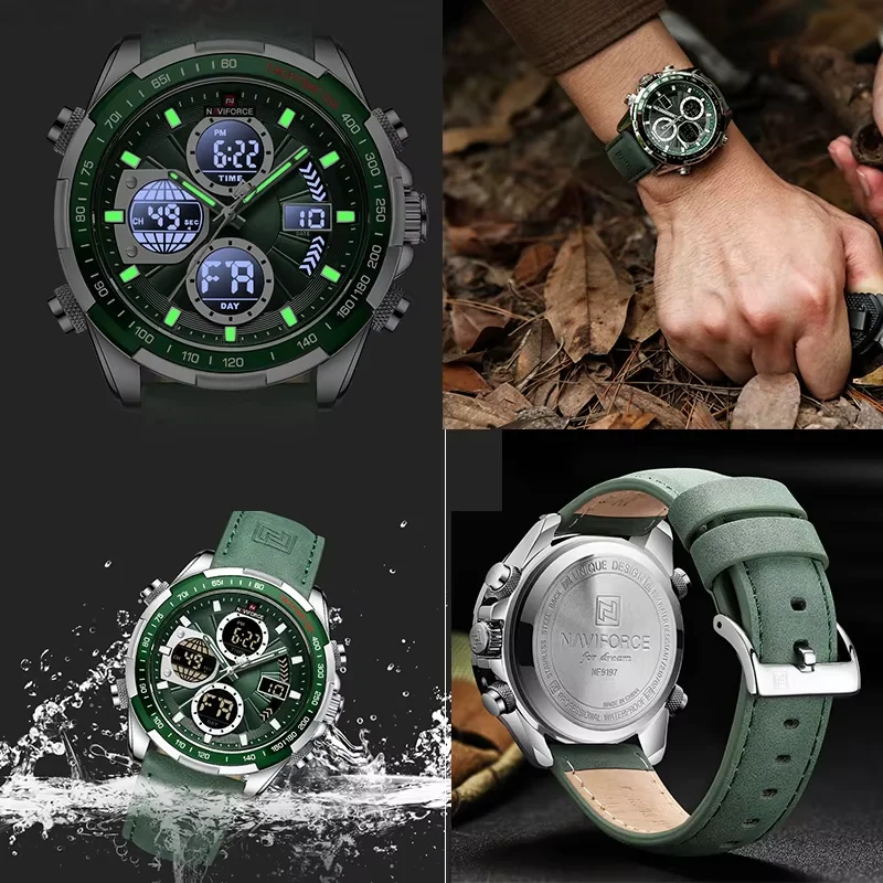 NAVIFORCE Men\'s Military Watch Multifunction Chronograph Sports 3ATM Waterproof with Alarm Day And Date Display Male Gifts Clock
