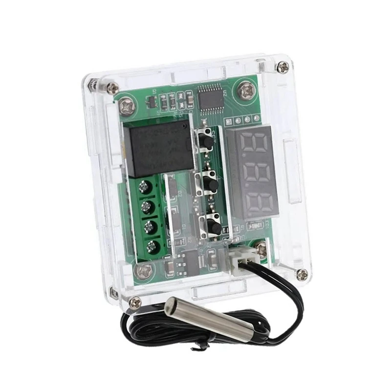 W1209 디지털 온도조절기 제어 보드, RED 디지털 DC 12V, -50 ~ 100 ℃, 방수 센서 스위치 플레이트, 케이스 포함