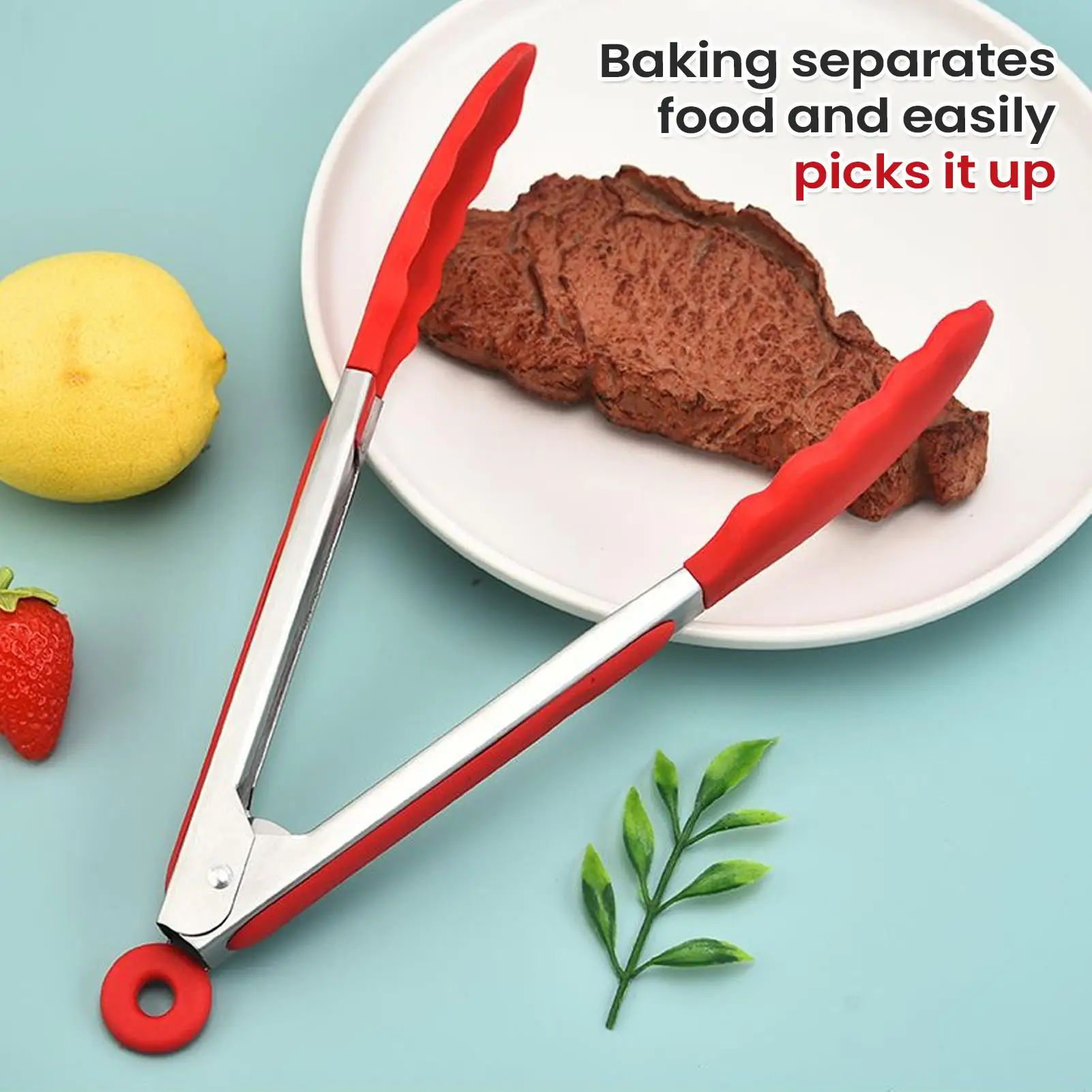 Tongs For Grilling 3 Pieces Locking Utensil Silicone Tipped Stainless Steel Air Fryer Tongs For Cooking Kitchen Food BBQ Camping