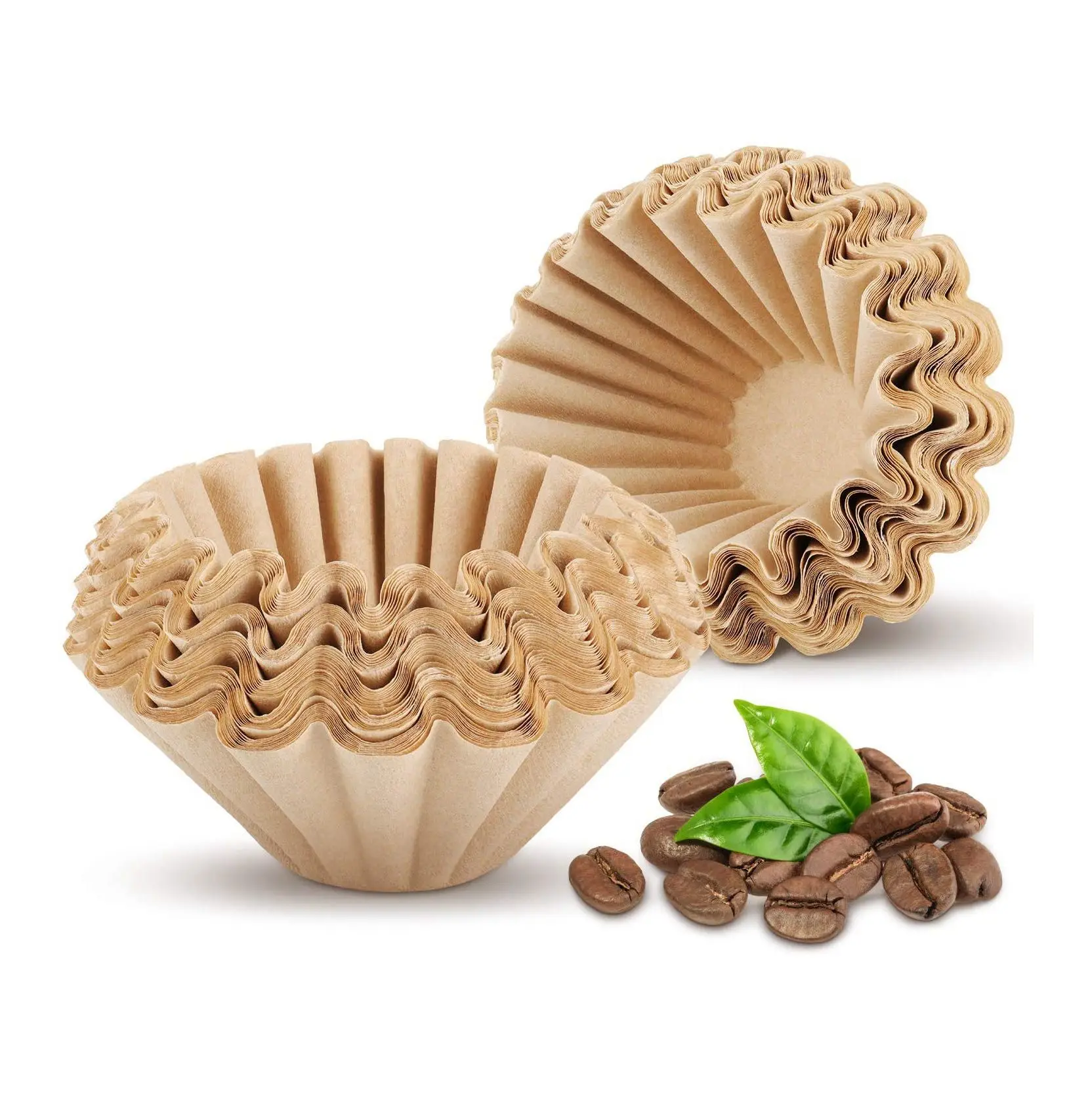 A62K 100 قطعة سلة 1-4 أكواب مرشحات القهوة سلة مرشحات مرشحات القهوة الورقية للاستخدام المنزلي والمكتب باللون البني #5