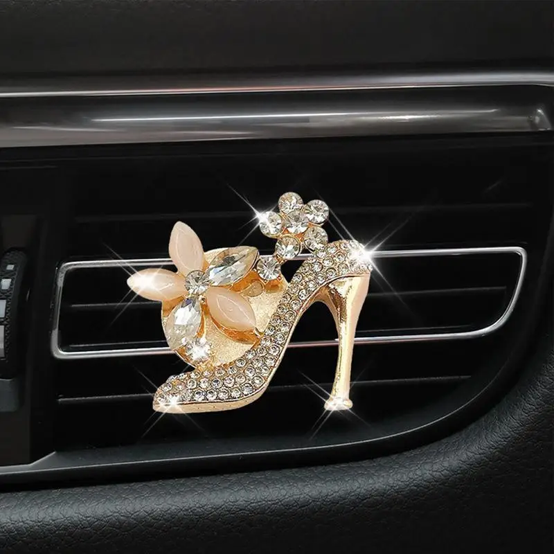 Rhinestone Car Air Freshener Vent Clip Air Conditioning Outlet Clip High Heel Decorative Car Air Freshener Clip For Girls Women