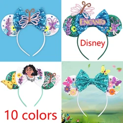 Disney Encanto Ear Headband for Adults Mickey Mouse Hairbands Women Sequins Bows Hair Accessories Mirabel Headwear Girls Gifts