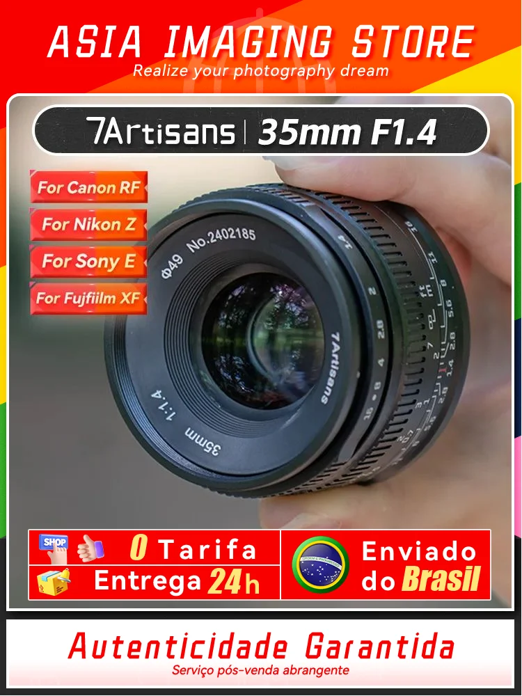 【 Do Brasil 】 7Artisans  35mm F1.4 APS-C Mirrorless Camera Portrait Lens for Sony E A6400 A6700 A6000 ZV-E10 7 Artisans 35 1.4