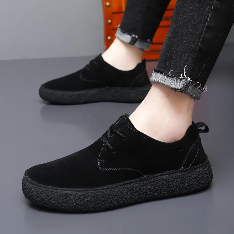 

Autumn New Shoes for Men Genuine Cow Leather Casual Shoes Outdoor Fashion Flat Leisure Shoes Retro Lace-up Sneaker