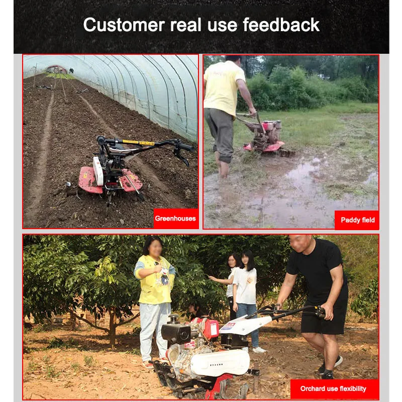 Small Micro Tillage Machine Multi-functional Rotary Tiller Diesel Fuel Scarifier Ditching Tools Farm Weeding Ploughing Equipment