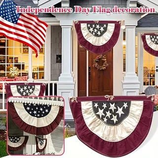 4 Pack USA Pleated Fan Flag, 1.4 X 2.3 Feet American US Bunting Flag Patriotic Half Fan Banner Flag Decoration