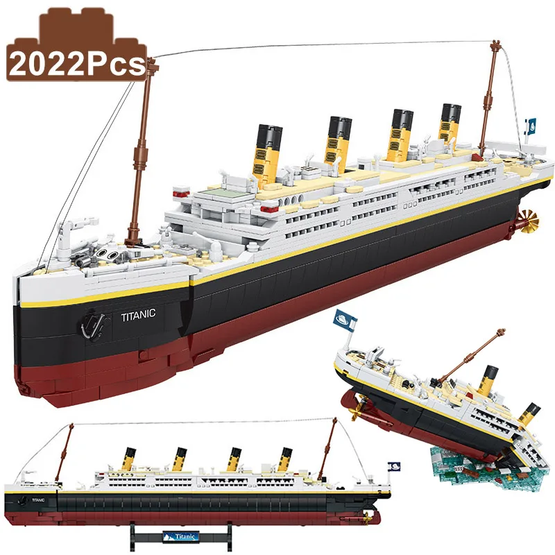 

Creative 2IN1 Luxury Cruise Ship Titanic Boat Model Building Blocks 2022Pcs Technical Shipwrecks Bricks MOC Toys Kids Adult Gift