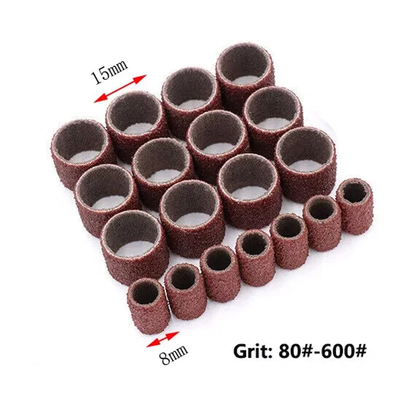 80-600 Grit Sanding Bands Drum Sleeves Bits Kit for Manicure Nail Drill Machine Sanding Cap Accessories
