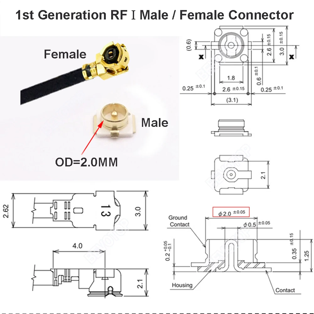 10PCS MCX Connector to uFL/IPX1/IPX-Compatible Female Φ1.13/Φ1.37/RG178 Cable Extension Pigtail IPX-MCX WiFi Antenna RF Jumper