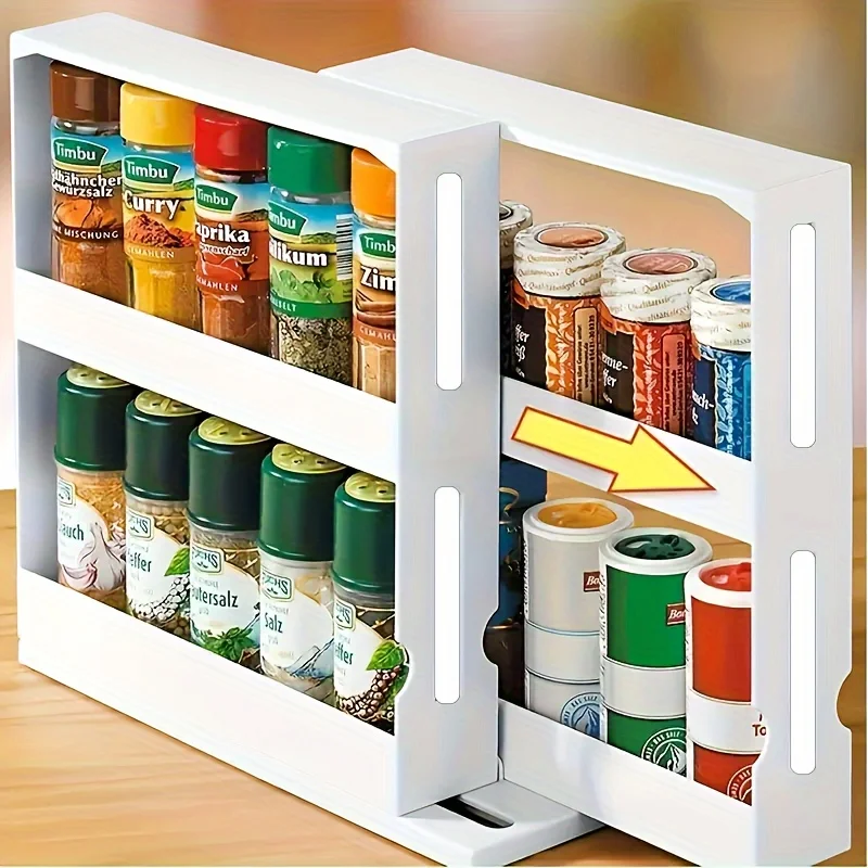 Rotating Spice Rack Organizer - Multi-Layer, Space-Saving Kitchen  For Seasonings & Condiments, Durable Plastic, Hand Wash