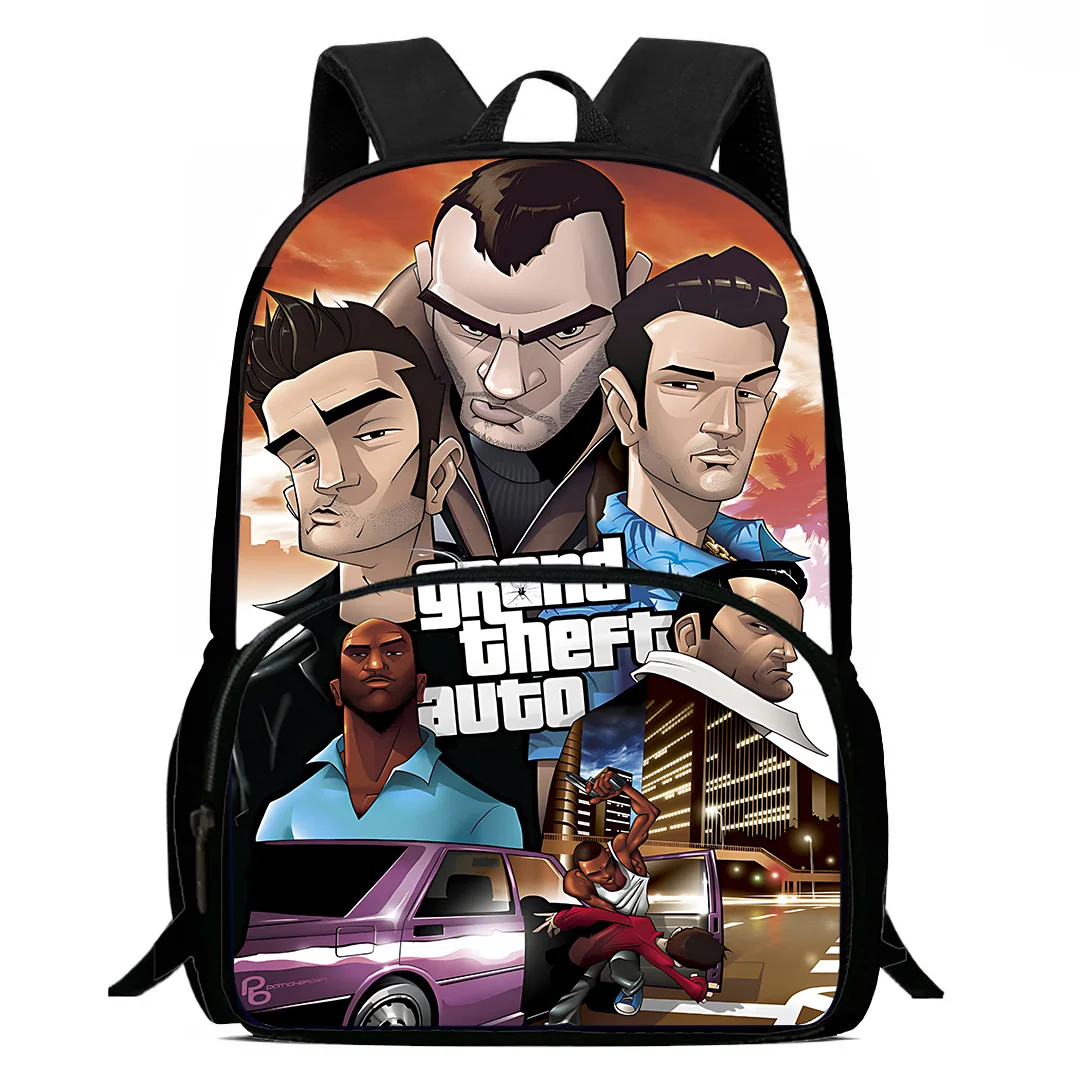 Crime Game Grand Theft Kids Backpacks Boys Girls Student Birthday Gift Child School Bags Large Capacity Camping Durable Rucksack