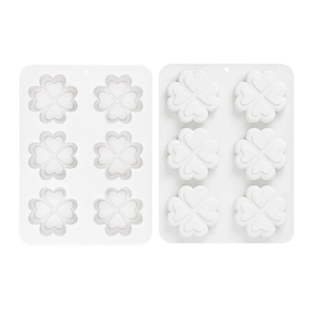 1/6/15 Cavity Four-Leaf Clover Shape Mousse Cake Mold Non-Stick Reusable Silicone Mousse Baking Molds Heat Resistant