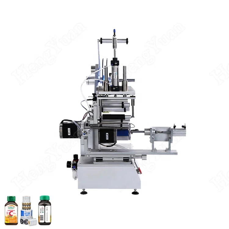 

HYT-20150 Semi-automatic One Label Four-sided Labeling Machine | Desktop 360 Degree Turnover Sticker Label Applicator | HengYuan