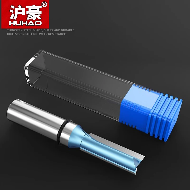 HUHAO 1pc Industrial Grade Woodworking Router Bit Double Edged Endmill Straight Trimmer Bit SharpedTungsten Milling Cutter