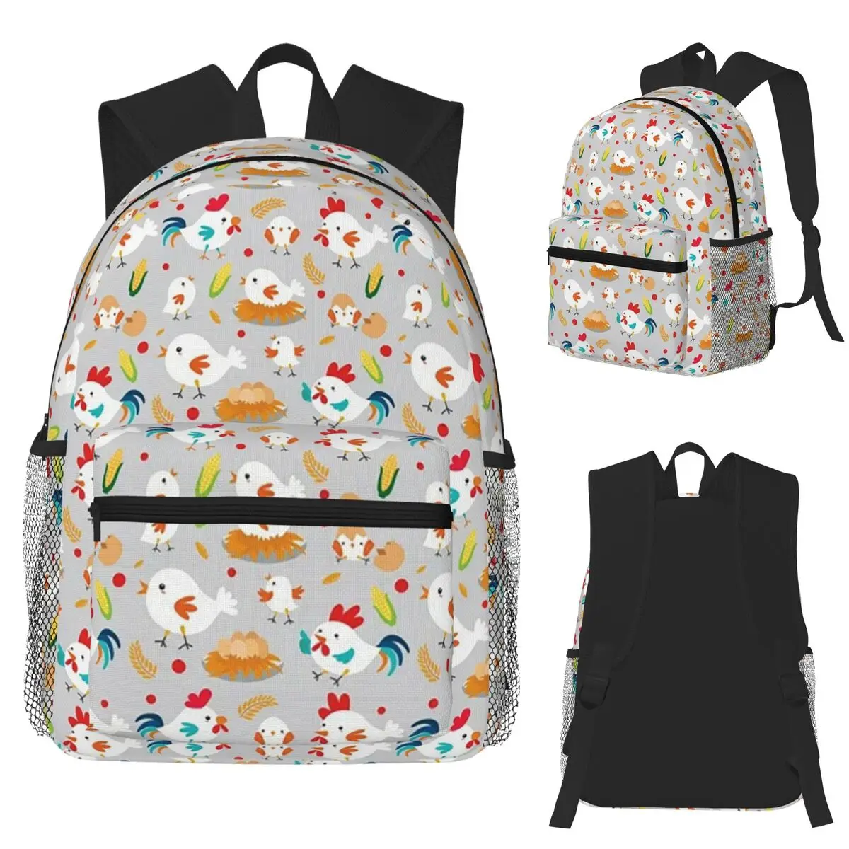 

Cute Chicken Family Student Backpack School Bag Hiking Travel Daypack for Men Women Bookbag Shoulder Bags