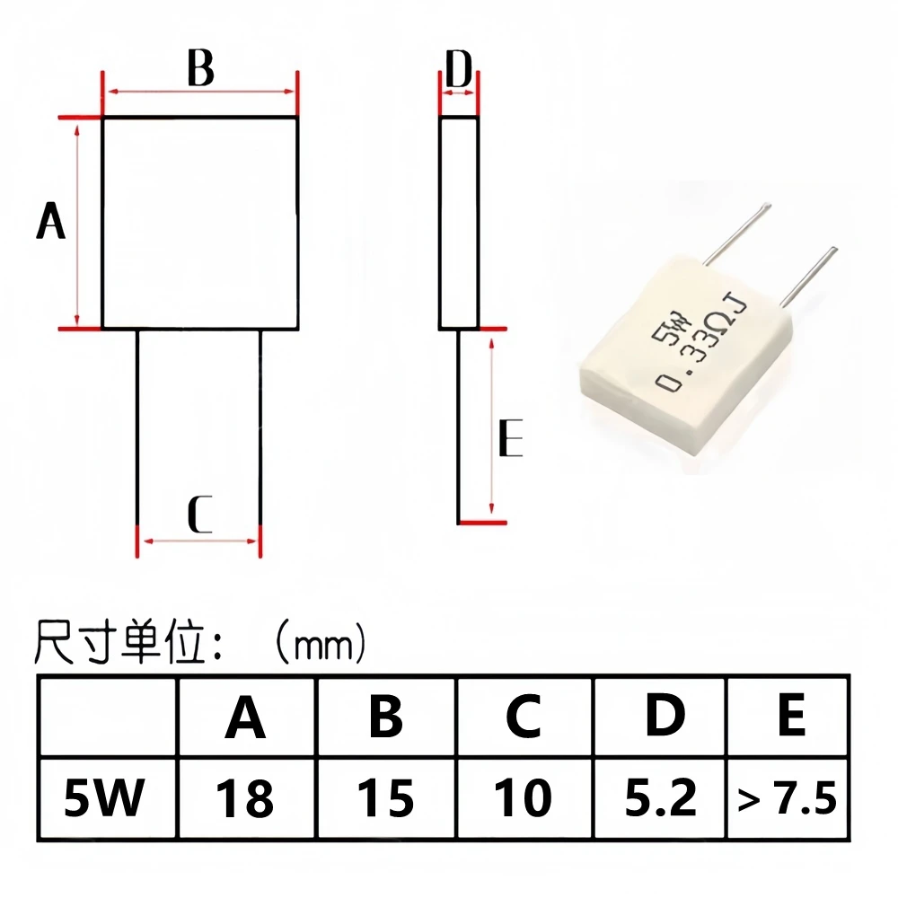 BStore 56 Ciment céramique non inductif, Ohm, 0.01R, 0.015, 0.022, 0.025, 0.02, 0.033, 0.047, 0.05, 0.1, 0.15, 0.2, 0.47, 0.5, 5W, 10 pièces