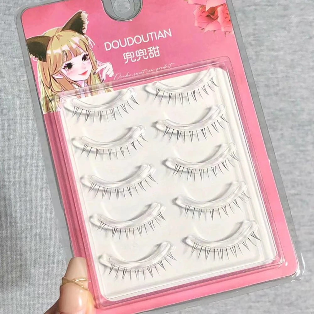 

5 Pairs Manga Little Wildcat Lower Eyelashes for Women Girl Single Cluster Self-adhesive Bottom Lashes DIY Extension Eye Makeup