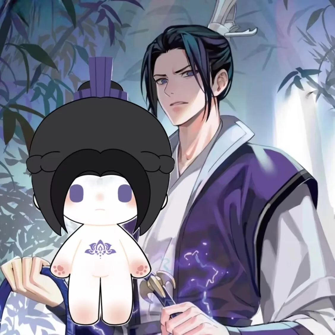 الأصلي السلف الشيطاني، المحيطة مروحة جيانغ تشنغ سمة 20 سنتيمتر دمية القطن دمية النمط القديم لصديقة