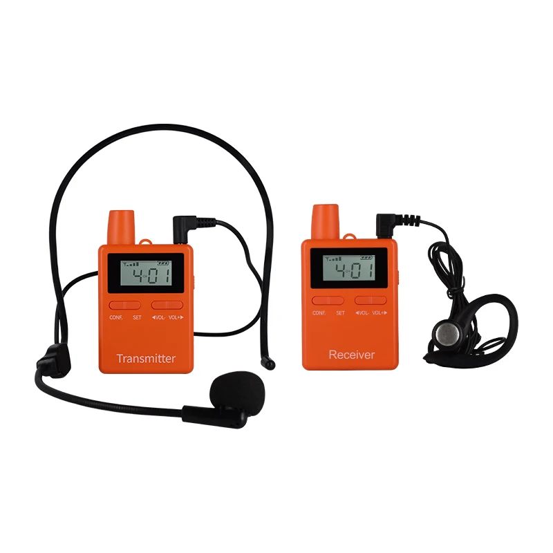 RICH AGE RC2406 Orange Audio Guide System 1 Transmitter Plus 1 Receiver With Microphone For Travelling Horseback Riding Churches