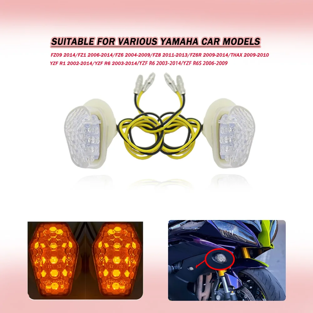 Motorcycle Turn Signal Flush Mount LED Indicator Light Moto Flashing for Yamaha FZ09 FZ1 FZ6 FZ6R TMAX YZF R1 YZF R6 YZF R6S