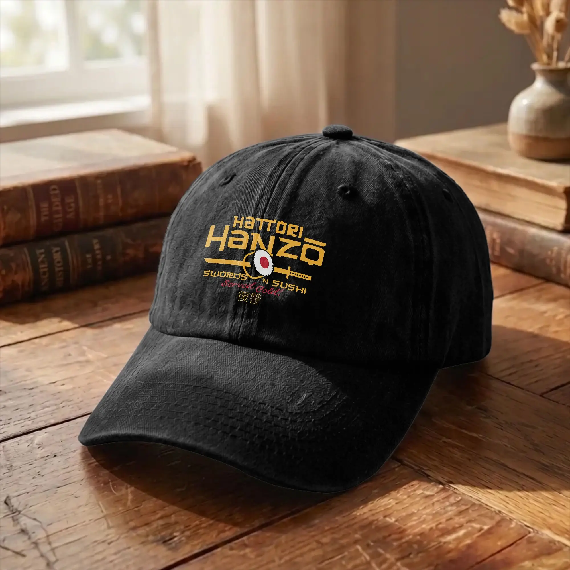 Warrior Hattori Hanzo Sword Sushi Unisex Unstructured Baseball Caps Japan Okinawa Distressed Denim Hat Adjustable Fit Snapback