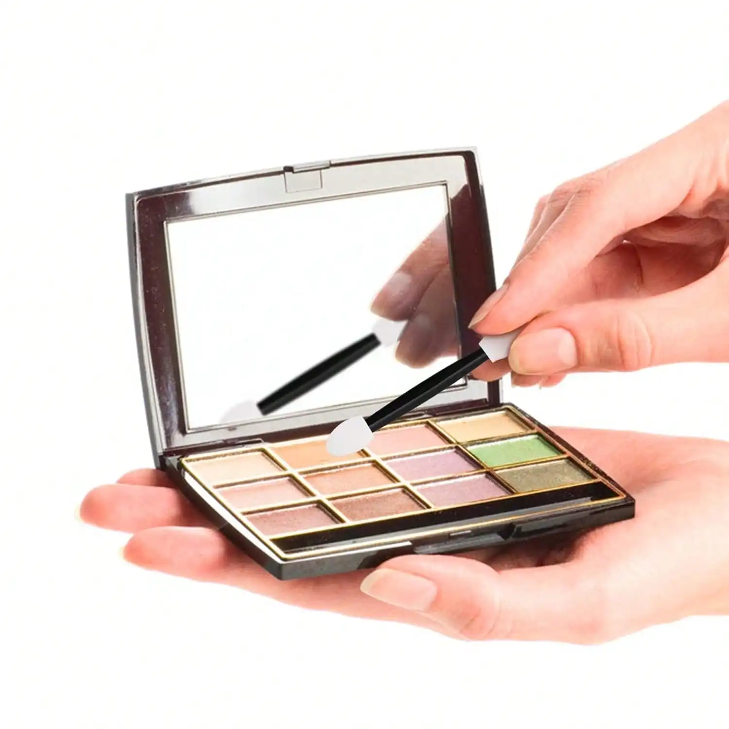 Aplicadores descartáveis da esponja da sombra de dupla face de 120 pces com recipiente, 2.44 "preto