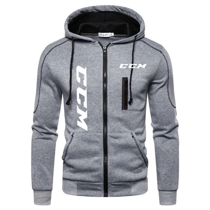 CCM Men\'s Sports Hoodie Casual Winter Lined Plus Fleece Zipper Pocket Clothing Everyday Outdoor Hooded Sweatshirt Black