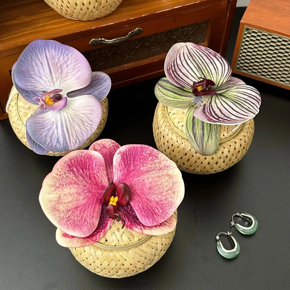 سعة كبيرة فراشة الأوركيد مجوهرات المنظم الخيزران نسج زهرة شكل سعة كبيرة صندوق مجوهرات فراشة الأوركيد تصميم