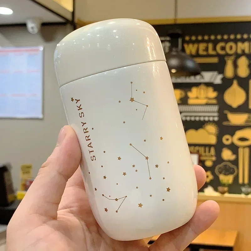 زجاجة ترمس على طراز ستاربكس - سماء مرصعة بالنجوم صغيرة 200 مل كوب قهوة مقاوم للتسرب بسعة صغيرة 304 قارورة مفرغة من الفولاذ المقاوم للصدأ #5