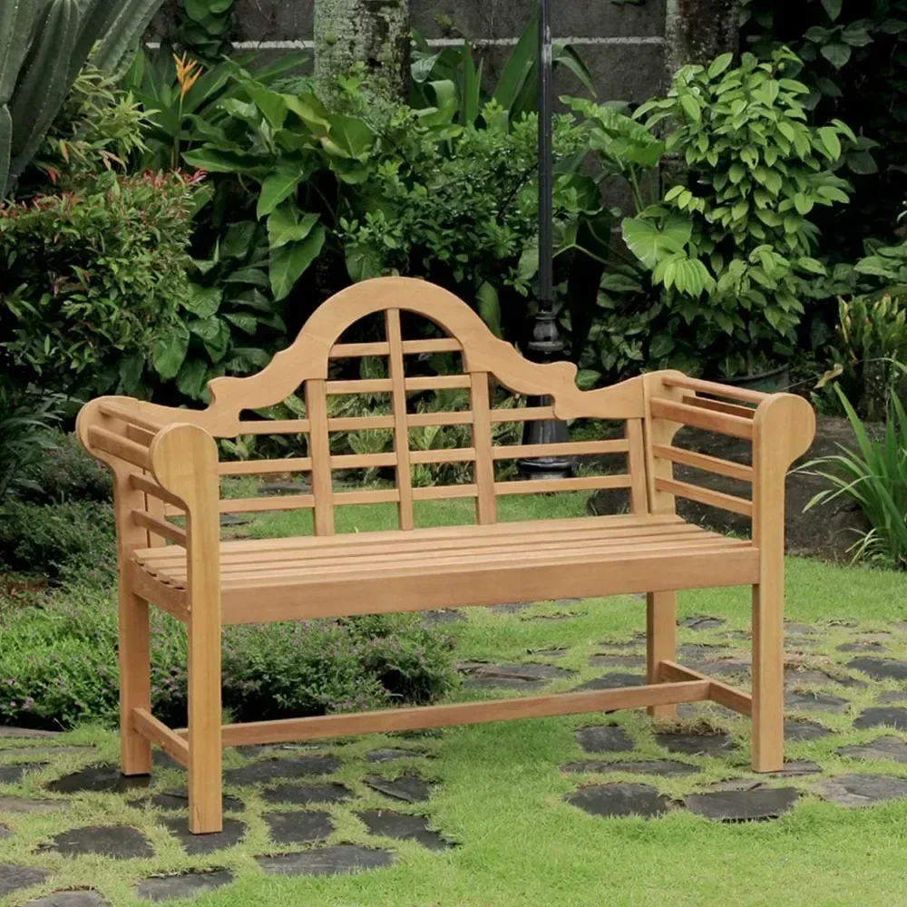 4-Foot Outdoor Furniture Luxury Lutyens Garden Bench for Patio Furniture Lawn Chairs Natural Teak Terrace Benches