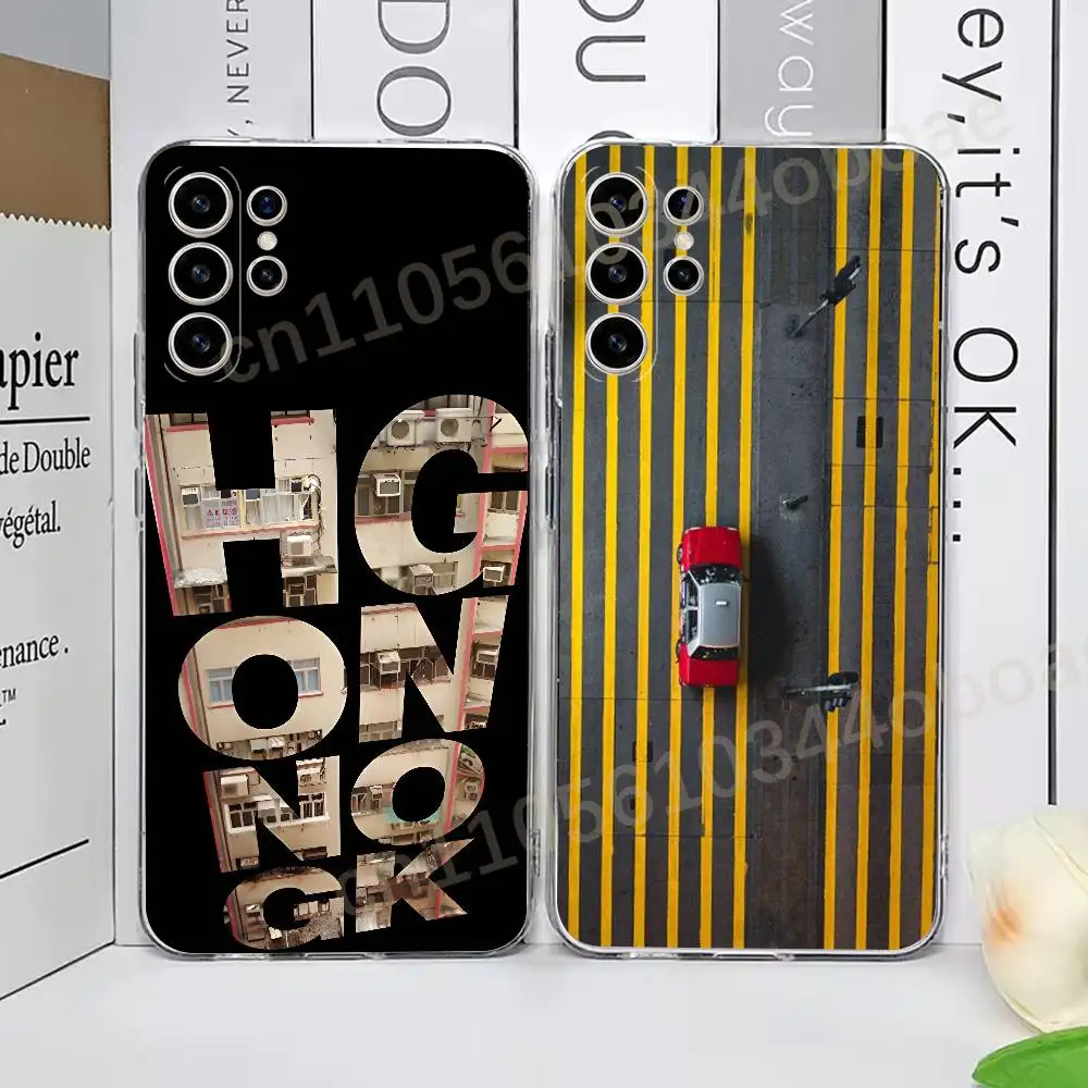 City Honkong Vibe Phone Case for Samsung Galaxy S21 22 Ultra Plus S23 24 FE Lite S25 26 Transparent Cover