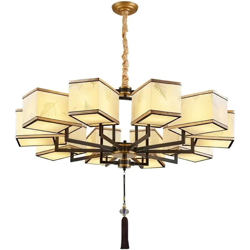 

New Chinese style, living room, chandelier, dining room, headlights, hotel, lobby, box, simple