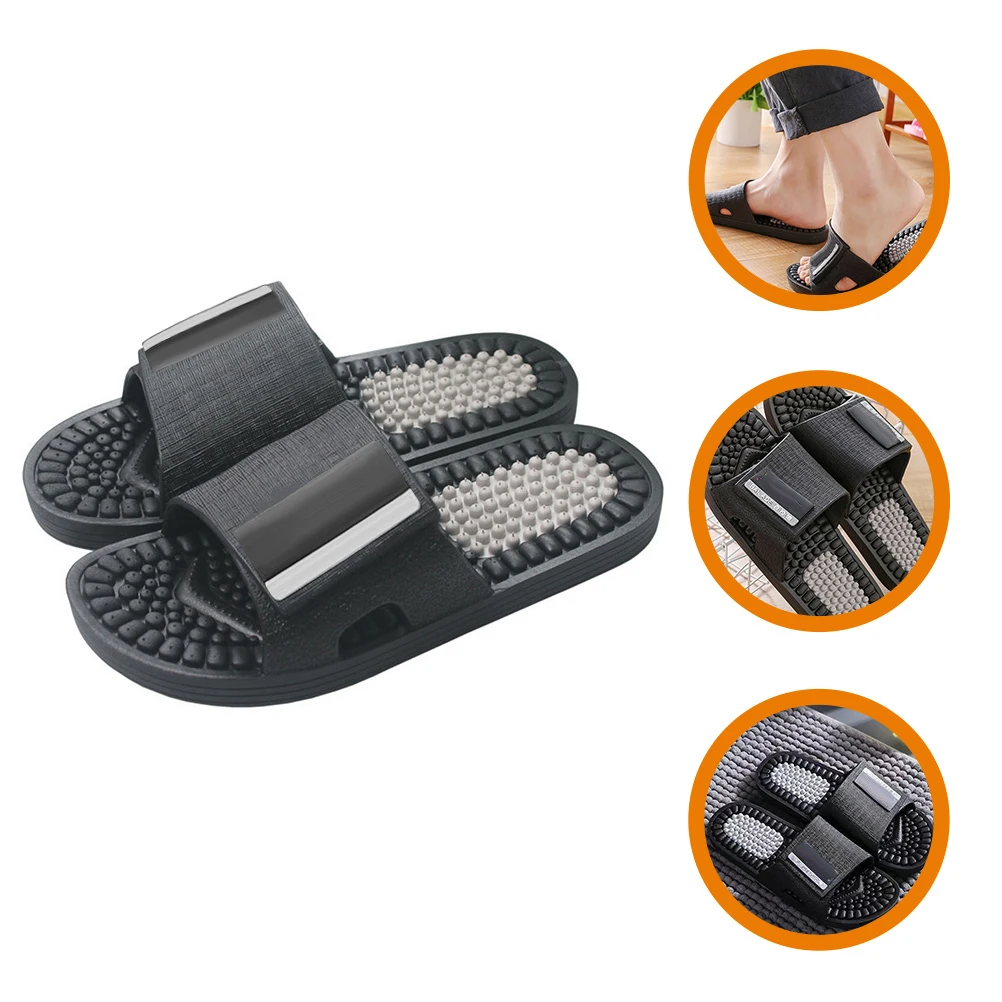 

Massage Slippers Black 42-43 Code Bath Anti-Slip Home Bedroom Bathroom Balcony Pool Health Care Soft Sole Acupoint