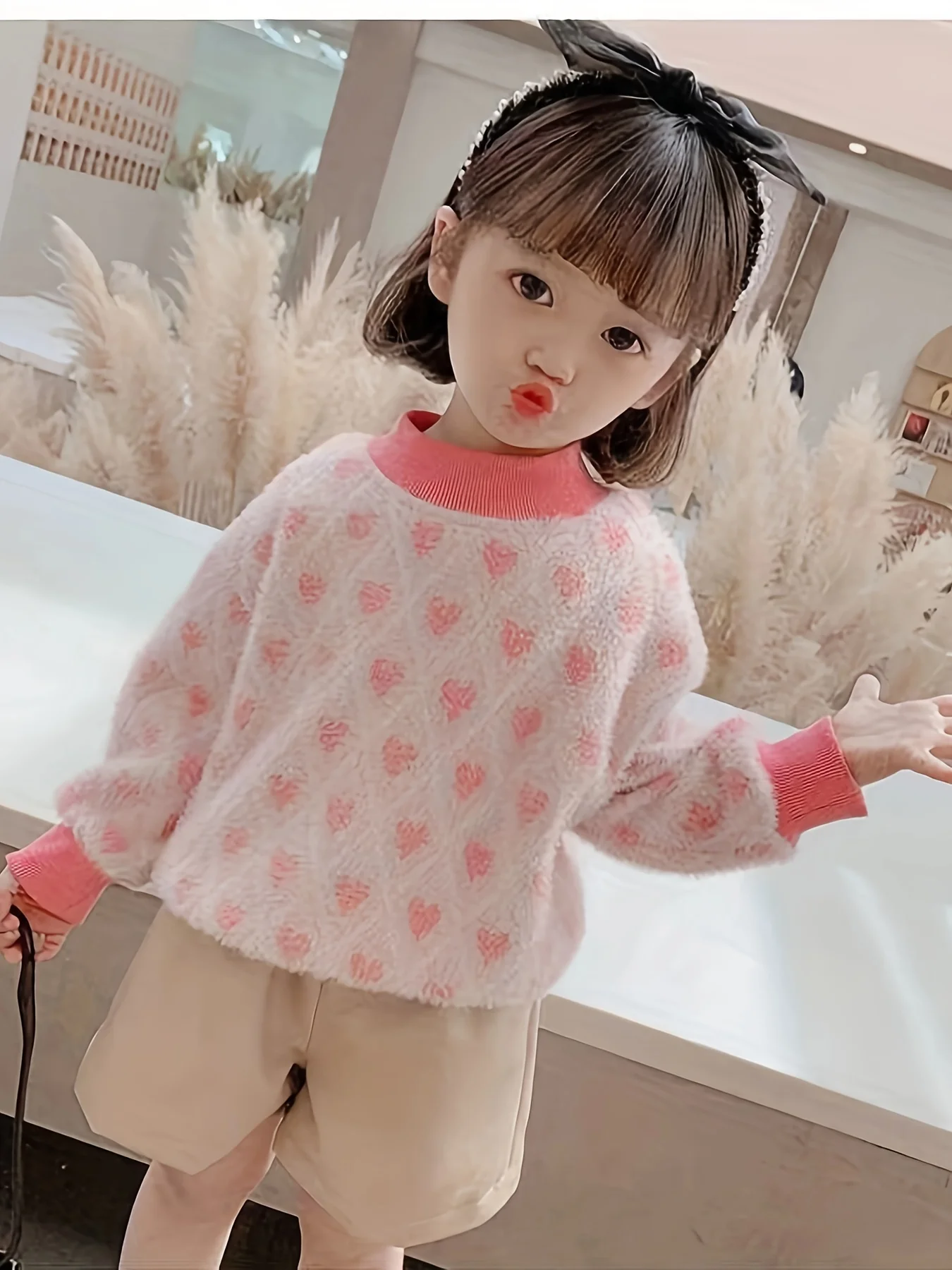 Girls' Sweaters New Autumn and Winter Clothing Kidsren's Pullover Knitwears Baby Girls Thickeneded Autumn and Winter Imitation Mink Velvet