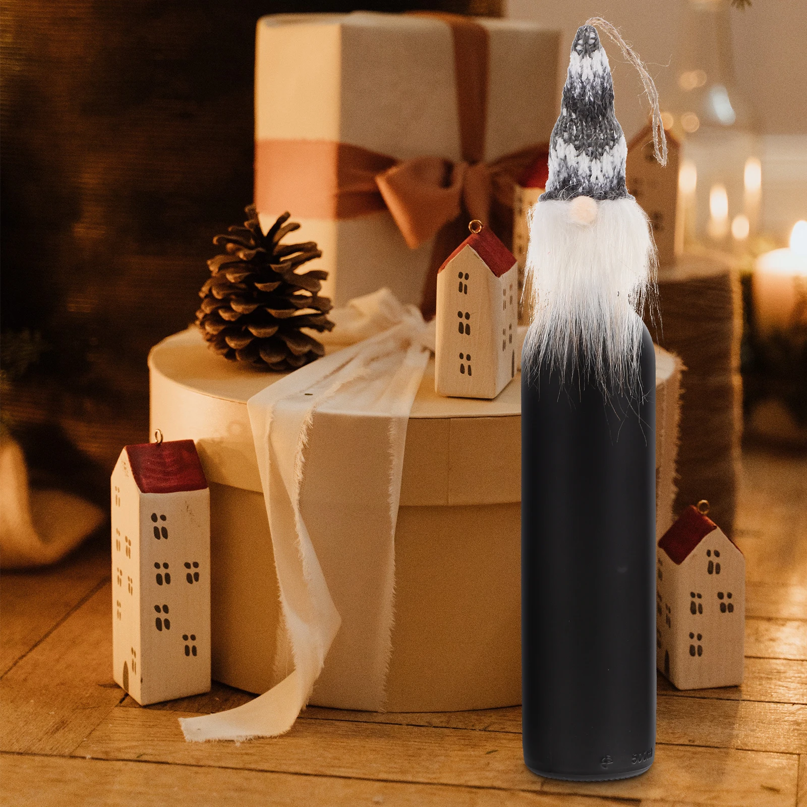 

5pcs Xmas Knit Covers Hats Christmas Faceless Old Man Caps Holiday Party Decor Wine Accessories Xmas Wine