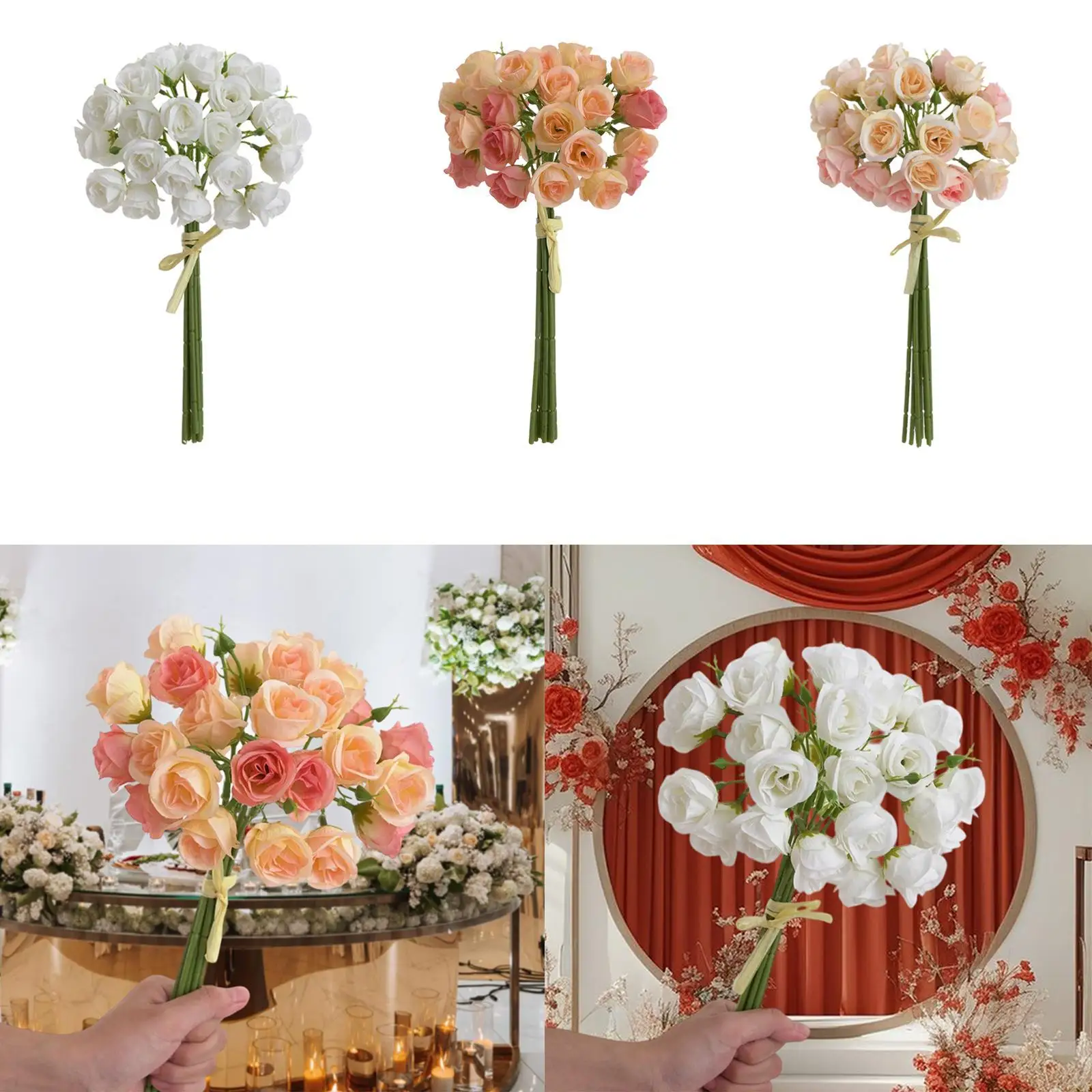 باقة الورود الاصطناعية باقات الورود الحريرية لطاولة الطعام المركزية للمنزل